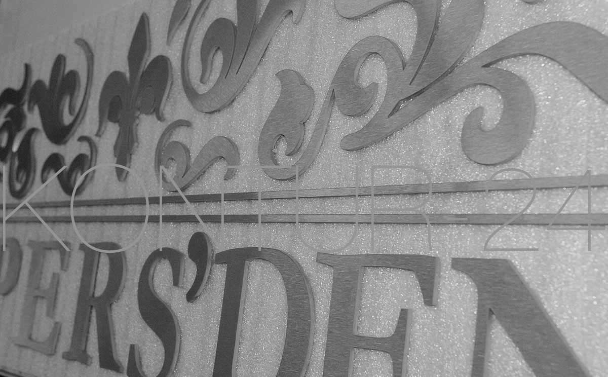 3D Metallbuchstaben Edelstahl-Buchstaben und Formen V2A 3mm geschliffen