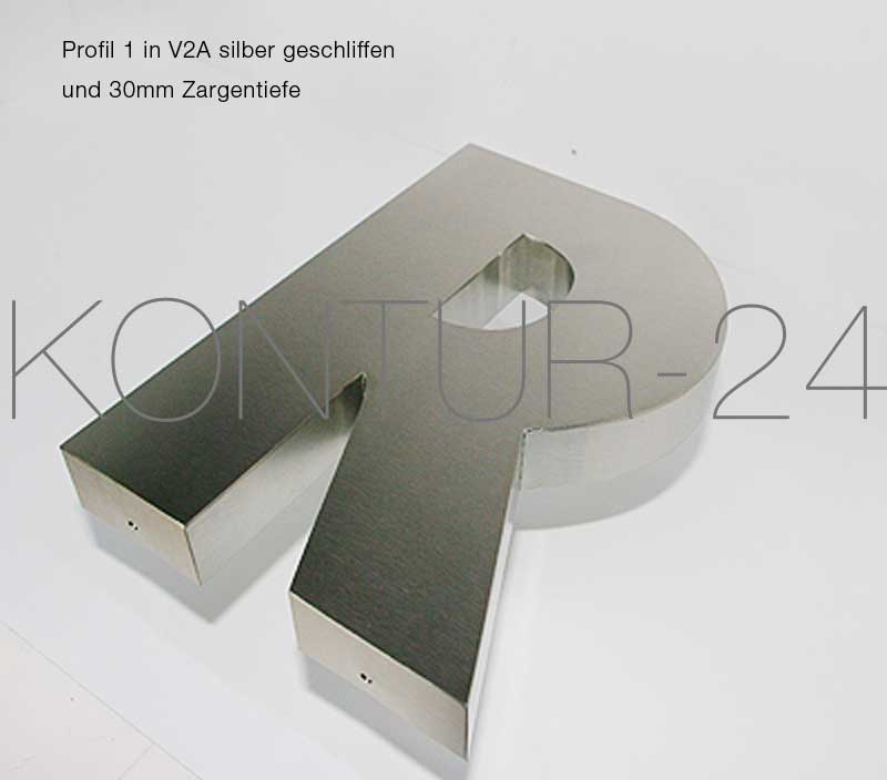 3D Metallbuchstaben Profil 1 Edelstahl V2A