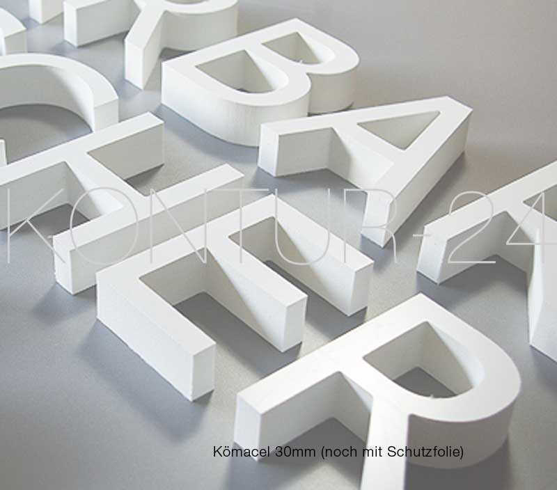 3D Buchstaben Integralschaum Kömacel 30mm weiß - Bild 2