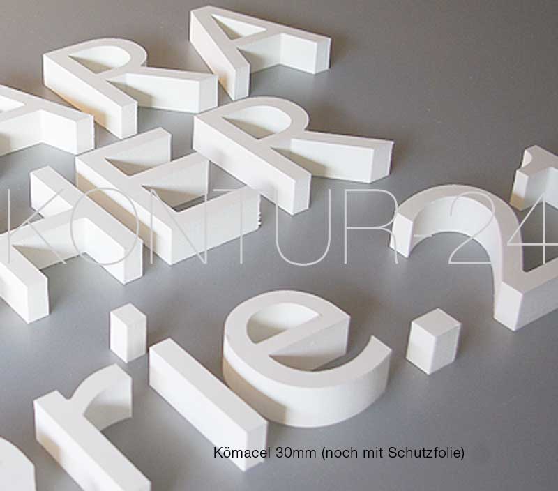3D Buchstaben Integralschaum Kömacel 30mm weiß - Bild 3