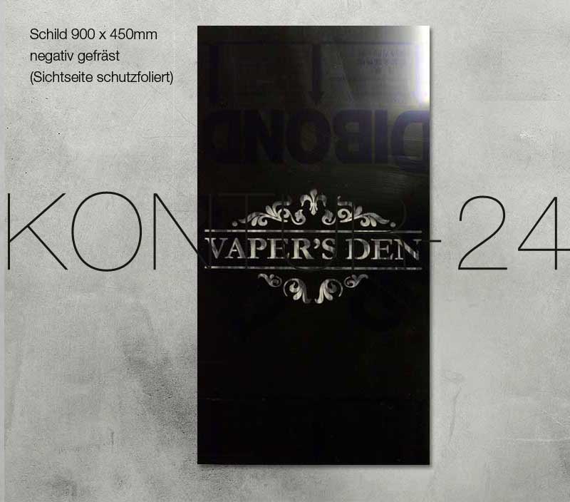 Schriftzug, Logo aus DIBOND® 3mm schwarz