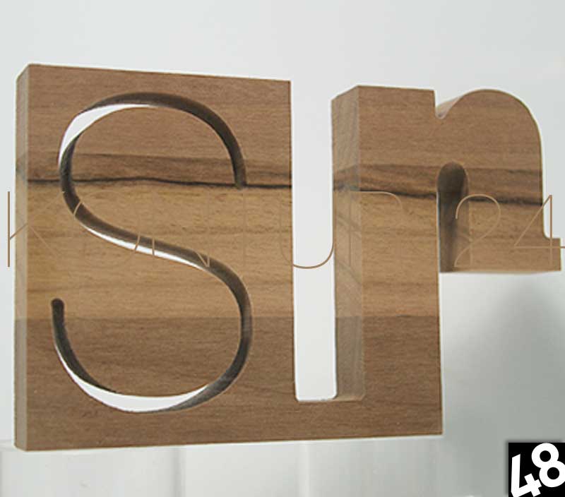 3D Holzbuchstaben Nußbaum 1-Schicht 19mm / gefräst