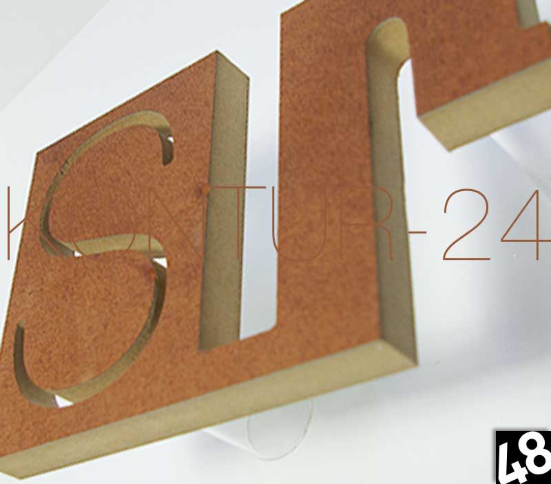 3D Holzbuchstaben MDF-Verbund Edelrost 20mm