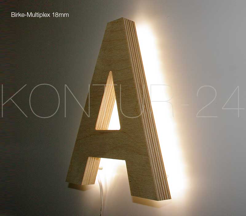 Leuchtbuchstaben Holz Birke-Multiplex 18mm / LED-Rückleuchter - Bild 1