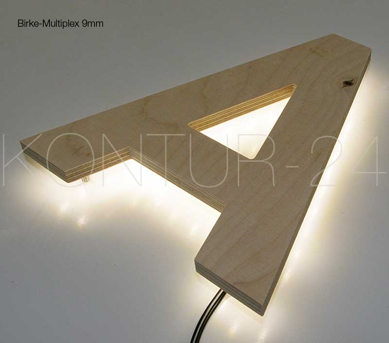 Leuchtbuchstaben Holz Birke-Multiplex / LED-Rückleuchter - Bild 2