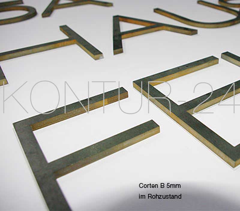 3D Stahlbuchstaben Cortenstahl B 5mm roh - Bild 3