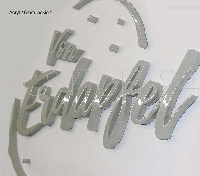 Schriftzug, Logo aus Acrylglas 16mm lackiert