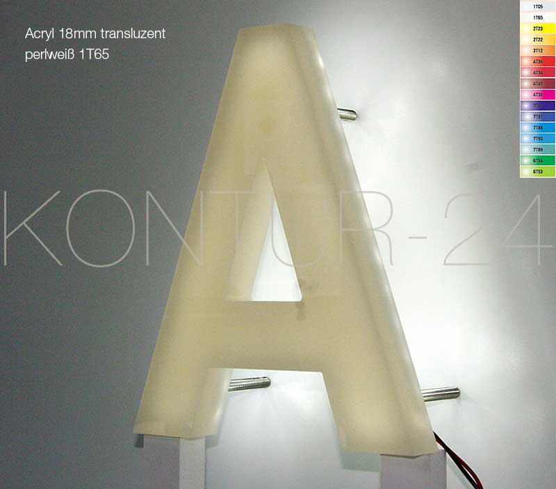 Leuchtbuchstaben Acryl 18mm transluzent / LED-Vollleuchter