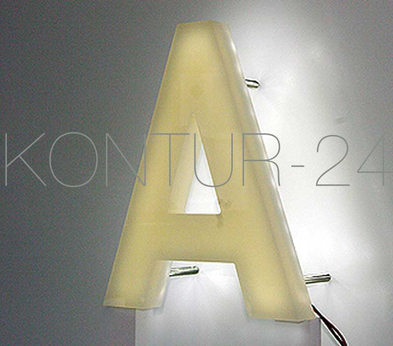 Musterbuchstabe:A / Acryl 18mm transluzent / LED-Vollleuchter