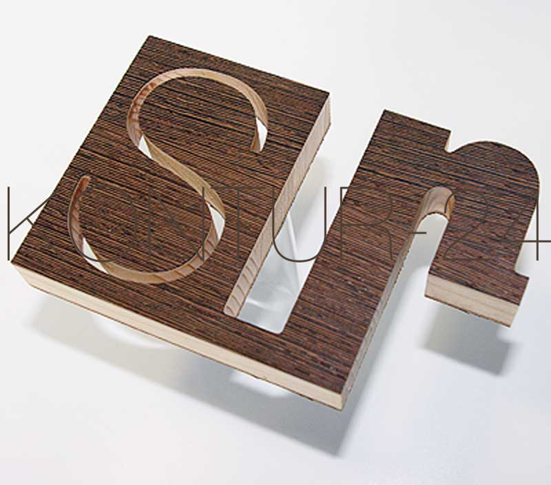 Musterbuchstabe Holz Musterbuchstabe:Sr / Wenge 3-Schicht-Tischlerplatte 19mm / 150x90mm