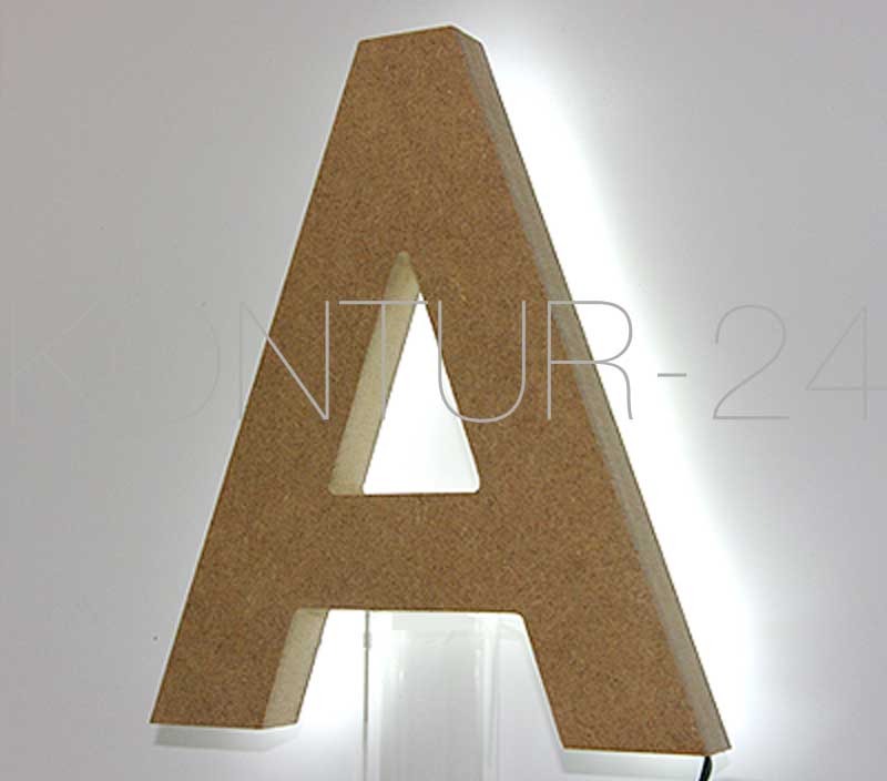 Leuchtbuchstaben Holz MDF braun / LED-Rückleuchter - Bild 1