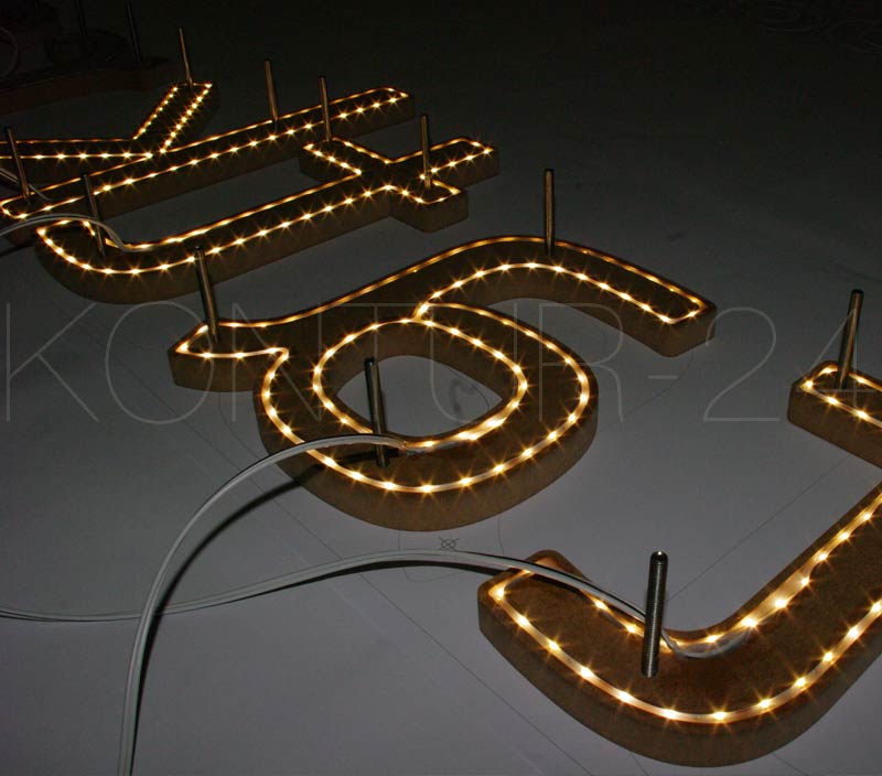 Leuchtbuchstaben Holz MDF braun / LED-Rückleuchter - Bild 4
