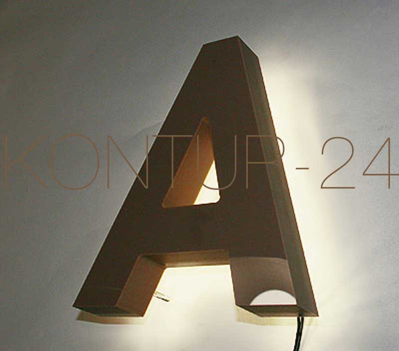 Musterbuchstabe:A / Acryl 30mm durchgefärbt / LED-Rückleuchter