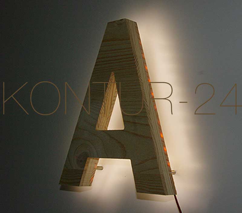Leuchtbuchstaben Holz Fichte 3-Schicht 19mm / LED-Rückleuchter - Bild 2