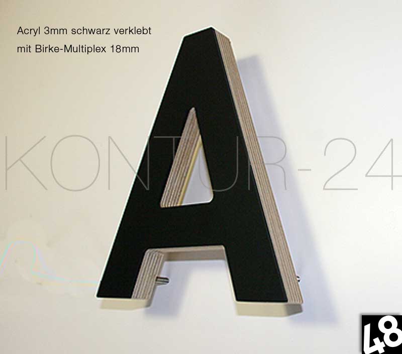 3D Buchstaben Acryl 3mm & Holz
