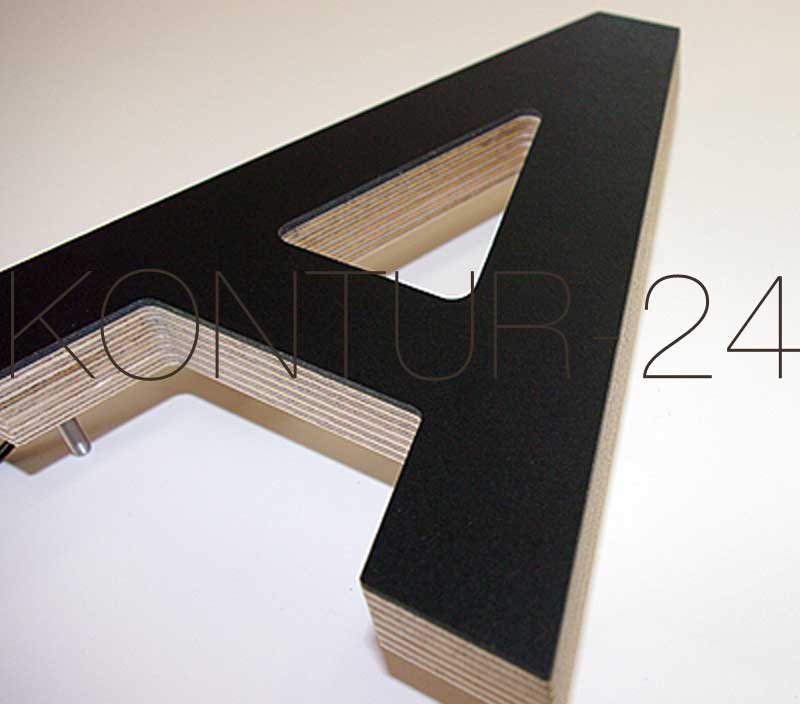 3D Buchstaben Linoleum 2mm & Holz
