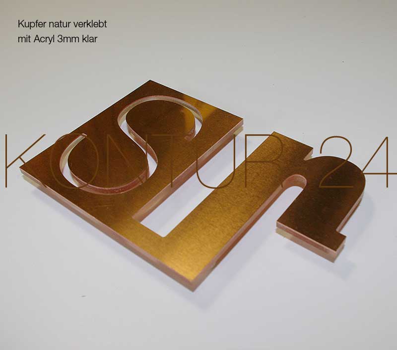 3D Buchstaben Kupfer & Acryl 3mm