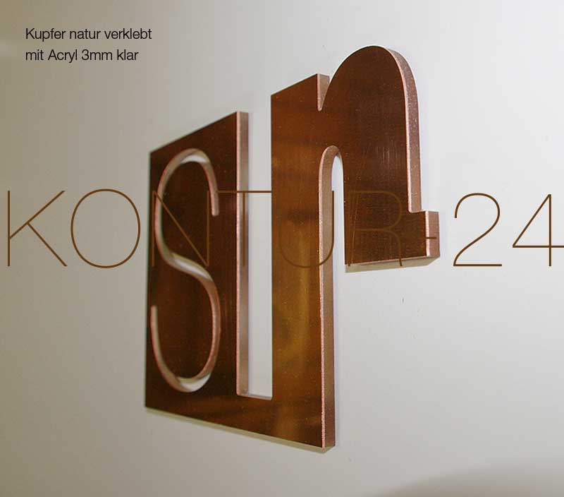 3D Buchstaben Kupfer & Acryl 3mm - Bild 2
