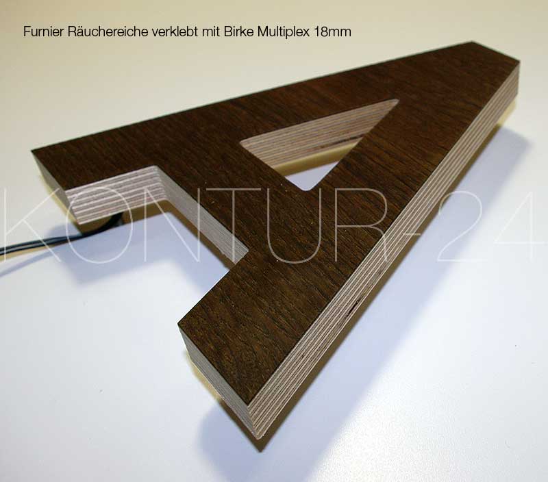 Leuchtbuchstaben Holz Echtholzfurnier & Holz / gefräst / LED-Rückleuchter - Bild 2