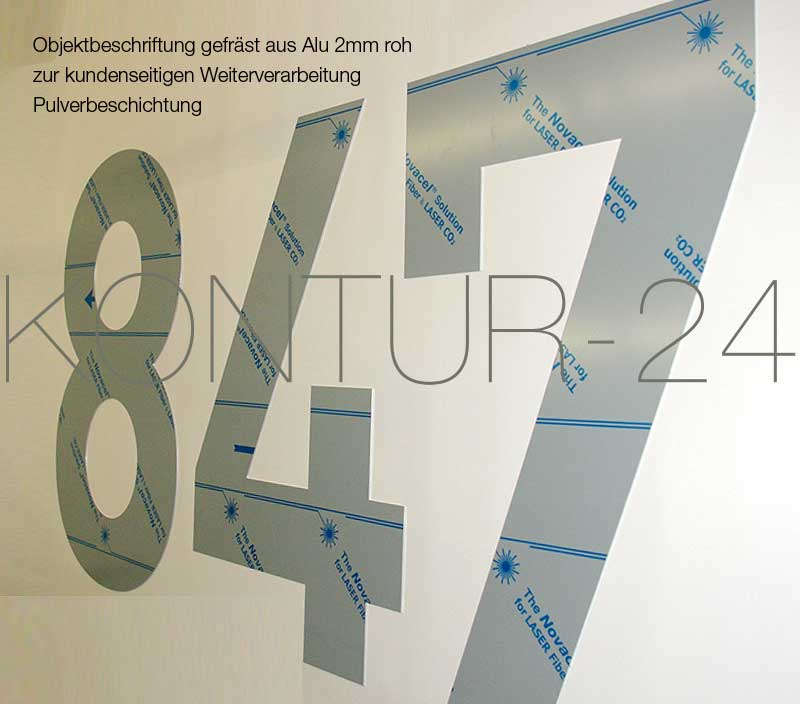 3D Aluminiumbuchstaben Alu 2mm silber roh AlMg3 / gefräst