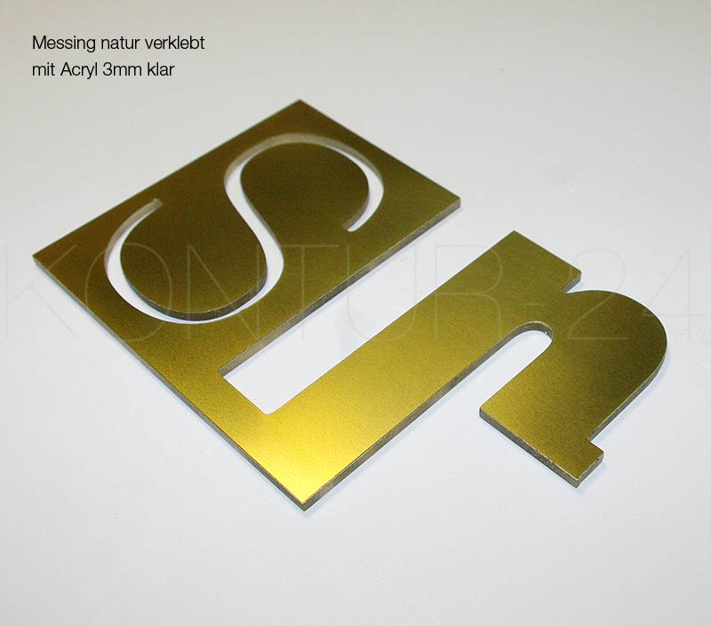 Kombination Musterbuchstabe:Sr / Kupfer o. Messing & Acryl 3mm klar / 150x90mm - Bild 2