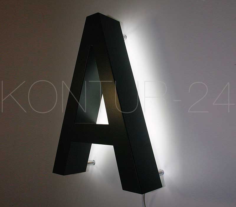 Leuchtbuchstaben Metall Profil 3 Edelstahl V2A lackiert / LED-Rückleuchter
