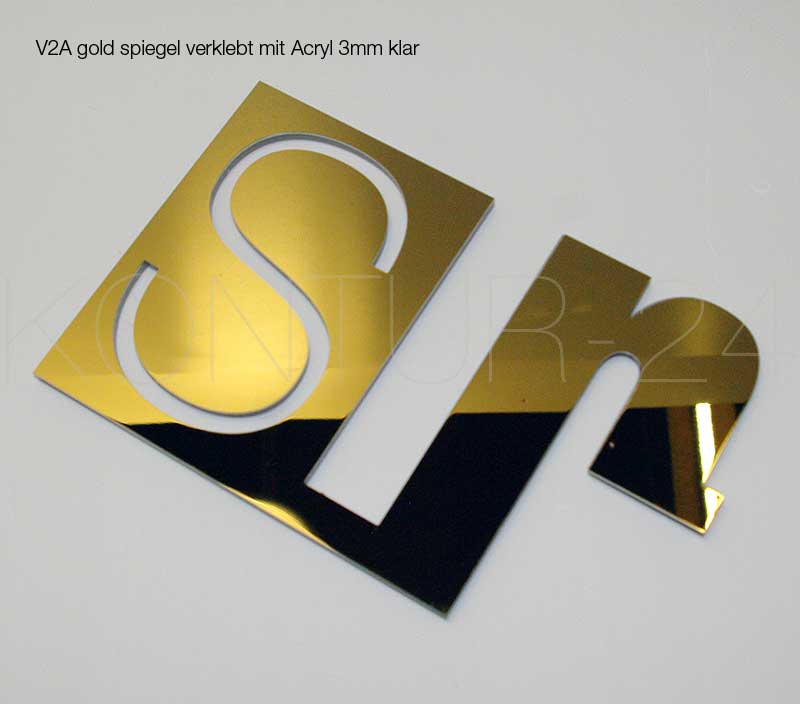 Kombination Musterbuchstabe:Sr / V2A & Acryl 3mm klar / 150x90mm - Bild 3