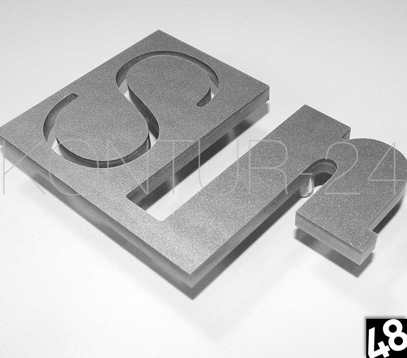 3D Acrylbuchstaben Acryl 8mm silber / gefräst