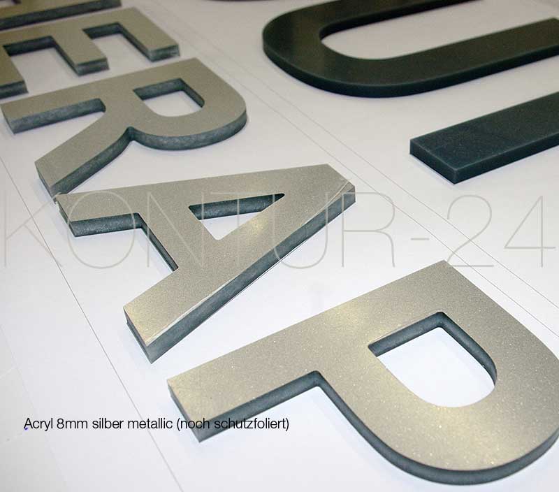 3D Acrylbuchstaben Acryl 8mm silber / gefräst - Bild 4