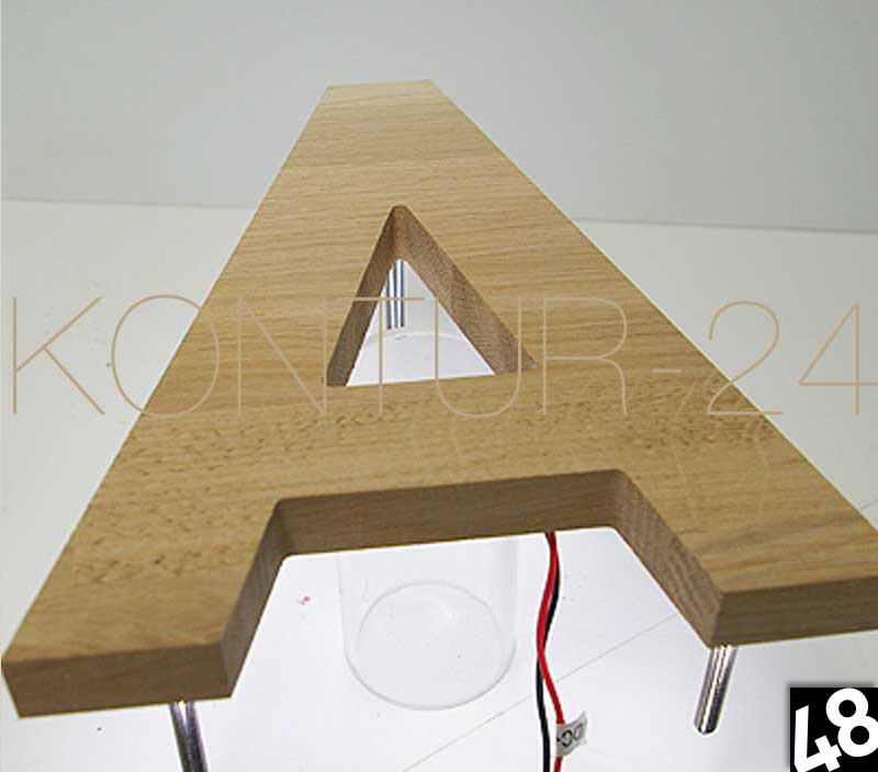 3D Holzbuchstaben Eiche 1-Schicht 19mm