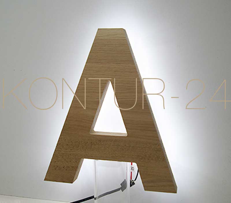 Leuchtbuchstaben Holz Eiche 1-Schicht 19mm / LED-Rückleuchter - Bild 2