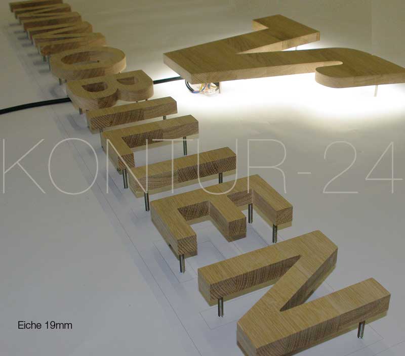 Leuchtbuchstaben Holz Eiche 1-Schicht 19mm / LED-Rückleuchter - Bild 5