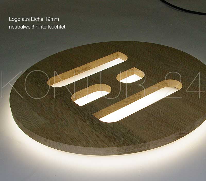 Leuchtbuchstaben Holz Eiche 1-Schicht 19mm / LED-Rückleuchter - Bild 7