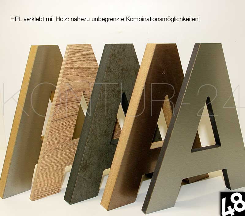 3D Buchstaben HPL & Holz
