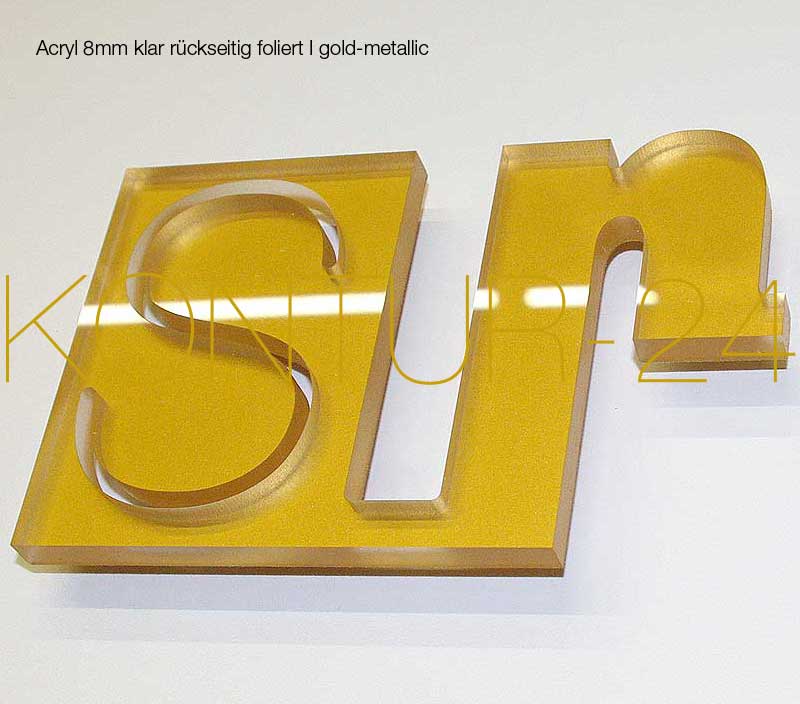 3D Acrylbuchstaben Acryl 8mm klar rückseitig foliert / gefräst