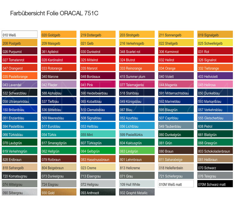 Farbfächer Folie Oracal 751C - Bild 2
