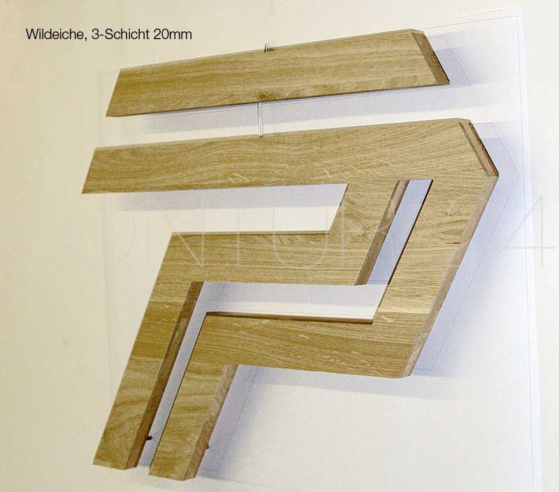 Leuchtbuchstaben Holz Wildeiche 3-Schicht 20mm / LED-Rückleuchter - Bild 3