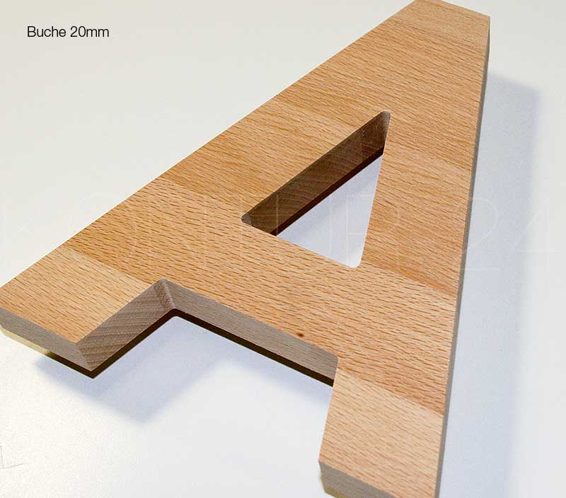 Musterbuchstabe Holz Rückleuchter Musterbuchstabe:A / Buche 20mm / LED-Rückleuchter