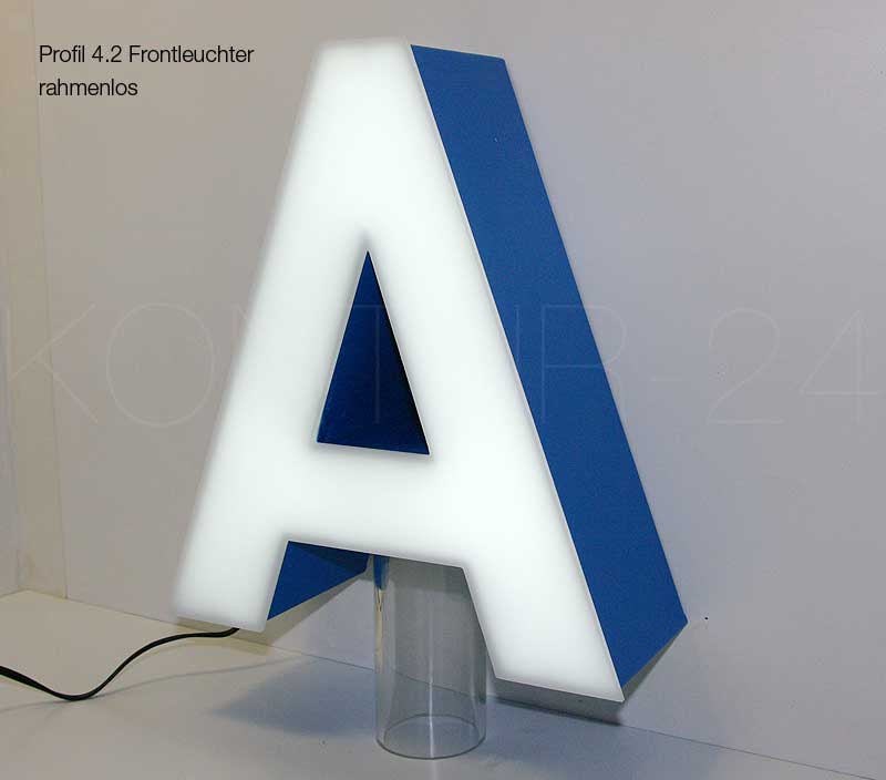 Leuchtbuchstaben Metall Profil 4.2 Alu lackiert / LED-Frontleuchter