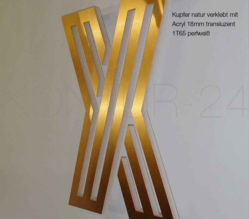 Leuchtbuchstaben Kombination Kupfer & Acryl transluzent / LED-Rück-/Seitenleuchter - Bild 3