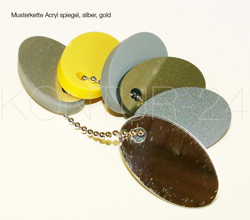 Musterkette Acryl spiegel, silber, gold