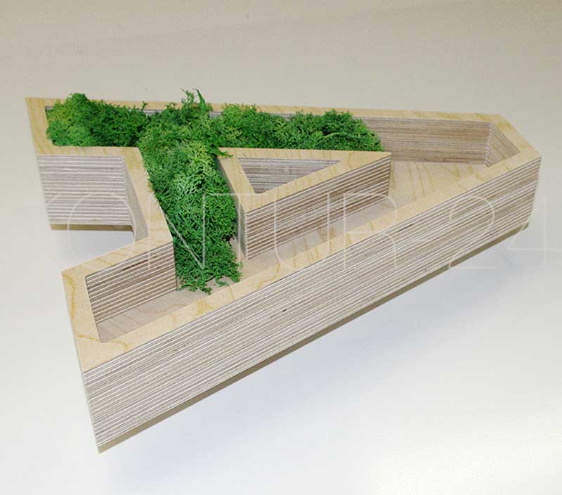 Leuchtbuchstaben Holz Birke-Multiplex mit Tasche für Moos / LED-Rückleuchter