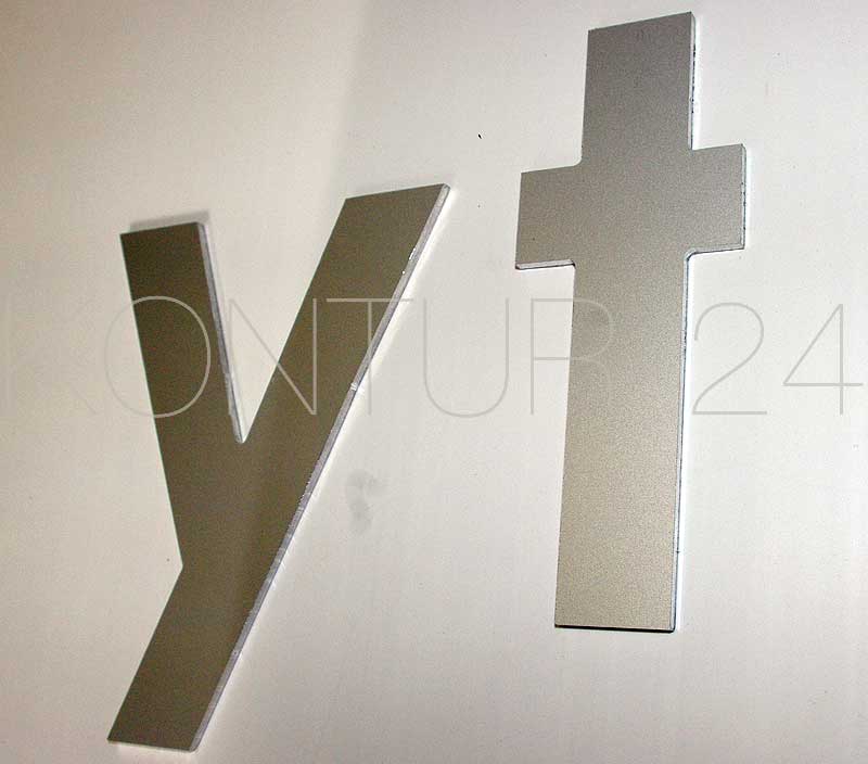 3D Aluminiumbuchstaben Alu 3mm silber glatt / gefräst