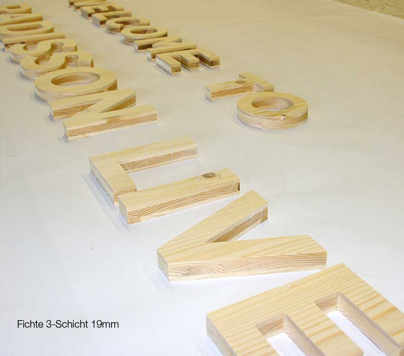 3D Holzbuchstaben Fichte 3-Schicht 19mm / gefräst - Bild 8