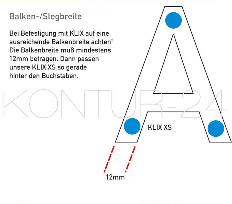 Abstandshalter KLIX schematische Darstellung Stegbreite